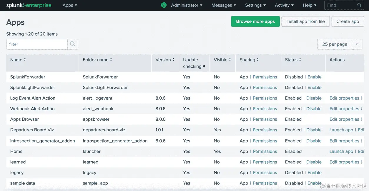 图 14.40：Splunk 应用程序