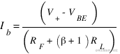I_b = (V_+ - V_BE ) / (R_F + (β + 1 )R_L )