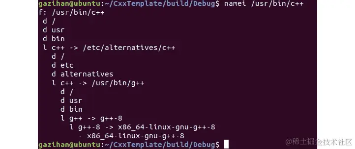 图 1.38：/usr/bin/c++的符号链接链