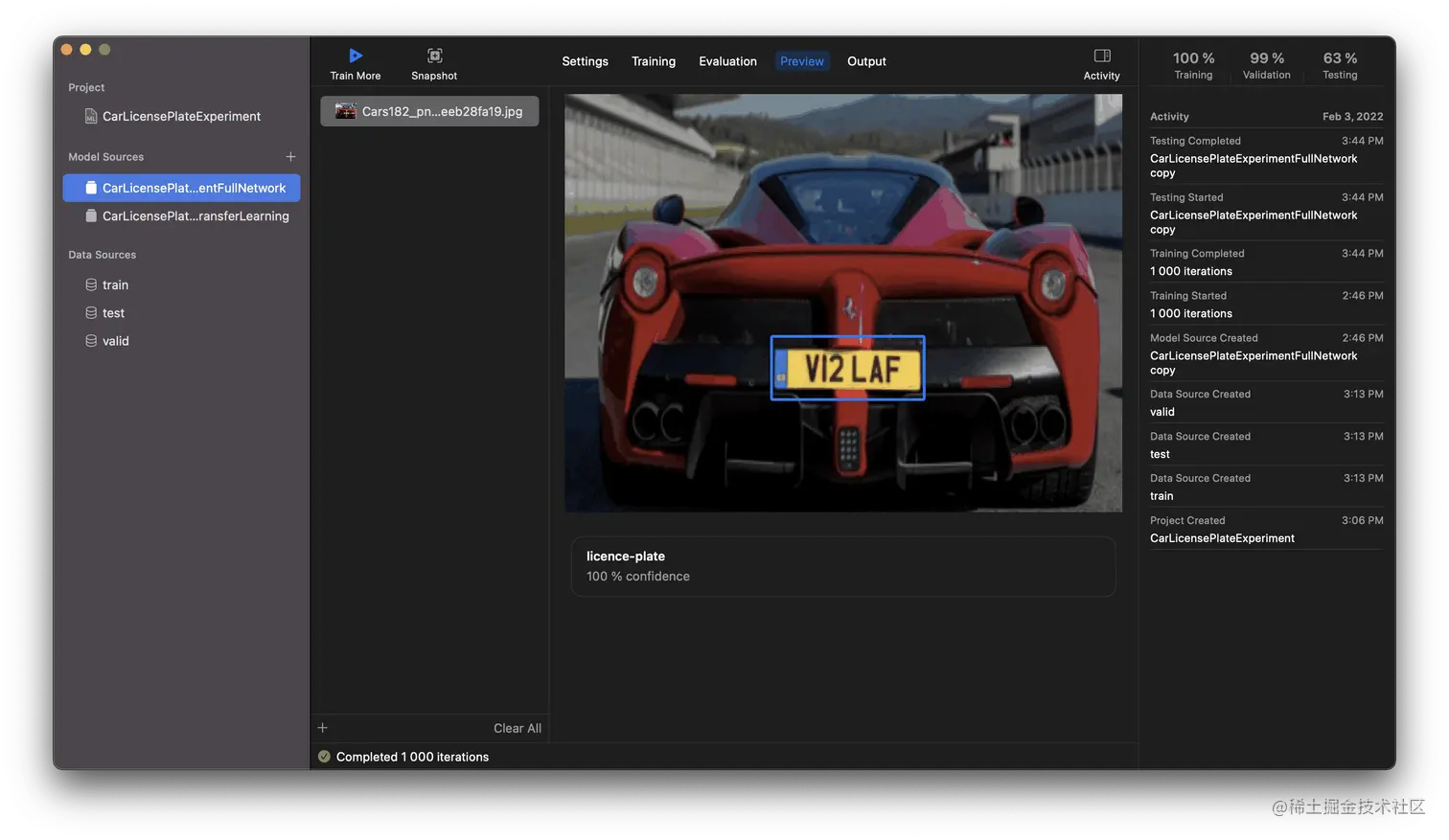 The preview tab allows us to test our results, the license plate in this image has successfully been identified