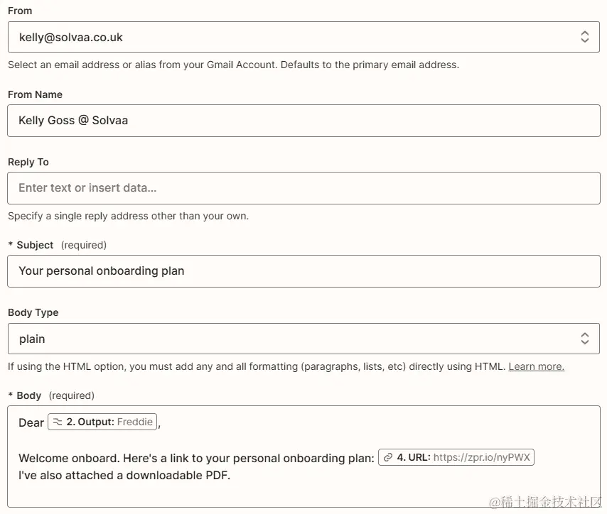 图 22.11 – 使用 Gmail 集成发送带有链接和附件的电子邮件（2）